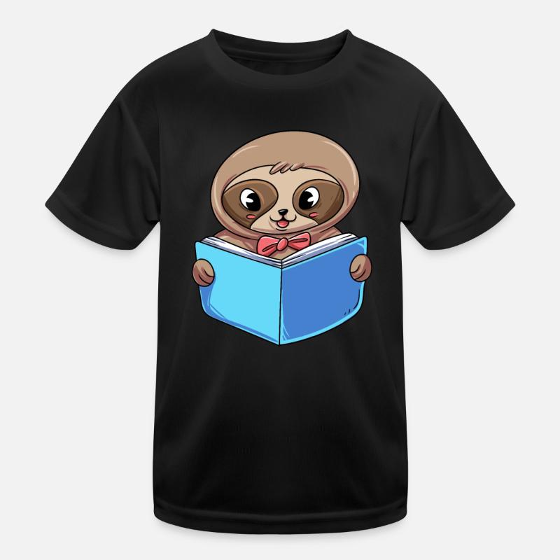 Sloth Reading Book Kids Functional T-Shirt