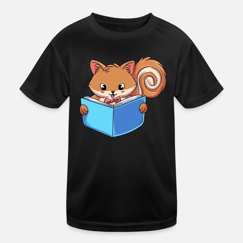 Squirrel Reading Book Kids Functional T-Shirt