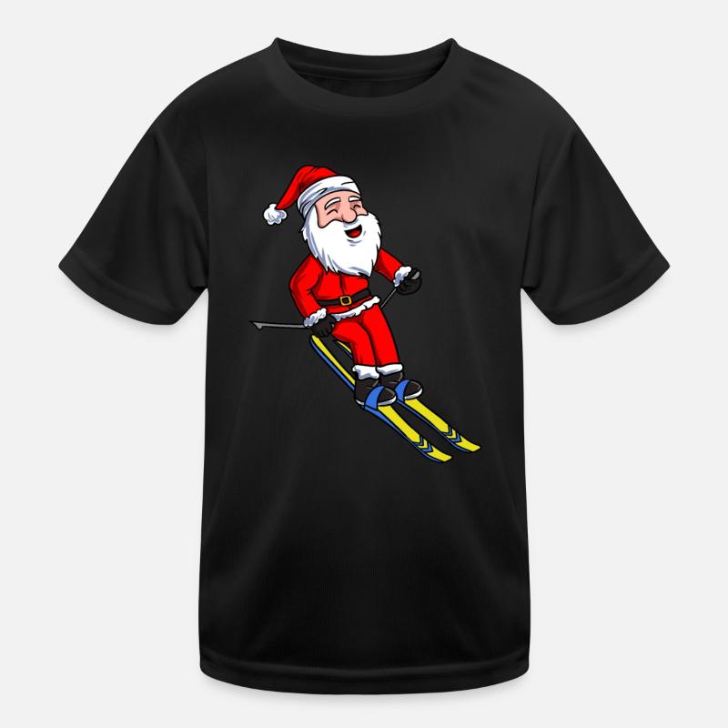 Weihnachtsmann Skifahren Kinder Funktions-T-Shirt