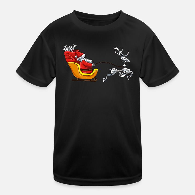 Santa Claus skeleton on the sleigh Kids Functional T-Shirt