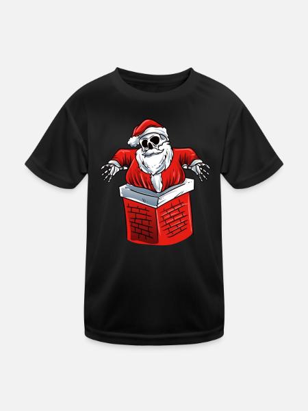 Skelett Weihnachtsmann - Kinder Funktions-T-Shirt - Schwarz - Vorne