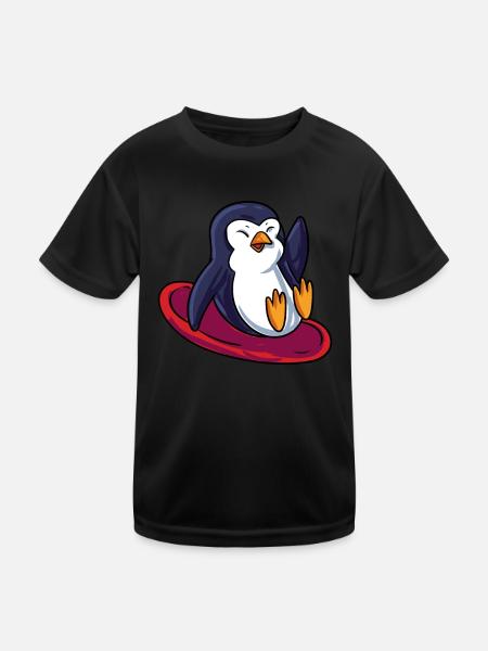 Penguin Sledge - Kids Functional T-Shirt - black - Front