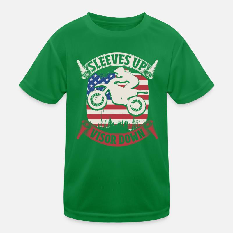 Flag Enduro US Freedom Motocross Biker Kids Functional T-Shirt