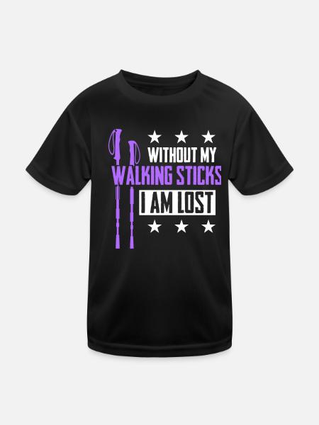 Fitness Hiking Running Nordic Walker - Kids Functional T-Shirt - black - Front