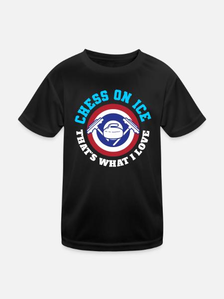 Curling - Kinder Funktions-T-Shirt - Schwarz - Vorne