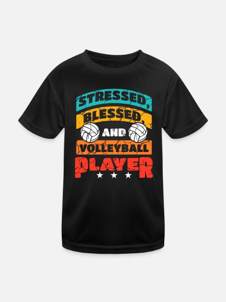 Volleyball - Kinder Funktions-T-Shirt - Schwarz - Vorne