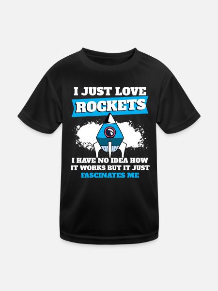 Science des vaisseaux spatiaux J’adore les fusées - T-shirt sport Enfant - noir - Devant