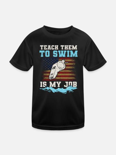 Water Sports Swimming Coach Instructor - Kids Functional T-Shirt - black - Front