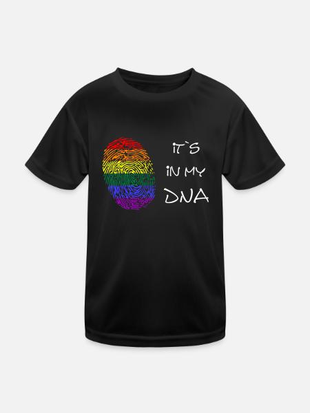 Lgbtq, LGBTQ, LGBT, lgbt, LGBT is in my DNA - Kinder Funktions-T-Shirt - Schwarz - Vorne