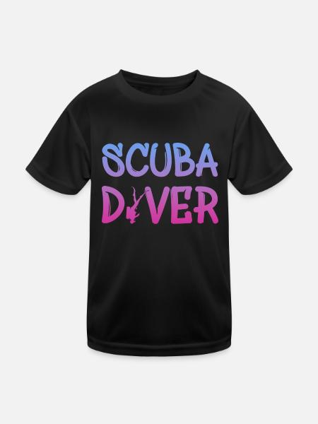 Scuba Diver Tauchen Taucher Diving - Kinder Funktions-T-Shirt - Schwarz - Vorne