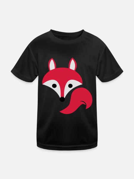 Fuchs - Kinder Funktions-T-Shirt - Schwarz