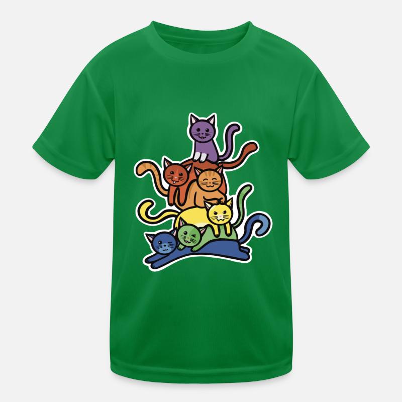 Rainbow Cats Stack Kids Functional T-Shirt