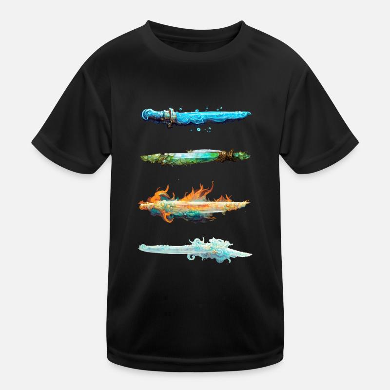 Vier Elemente Schwerter Kinder Funktions-T-Shirt