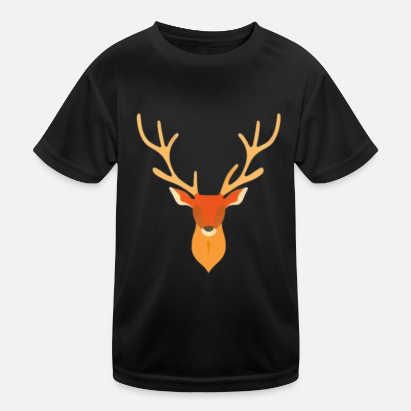 Hirschkopf im Herbst Hirsch Geweih Bock Reh Kitz Kinder Funktions-T-Shirt