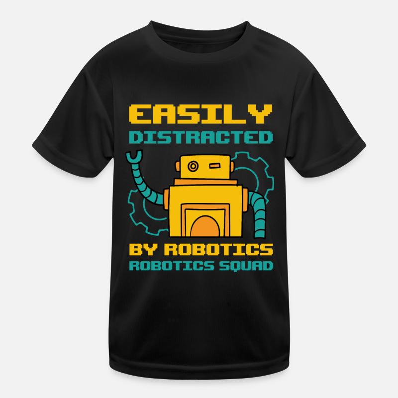 Abgelenkt von Robotik Ironic Robot Engineering Kinder Funktions-T-Shirt