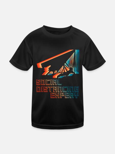 Social distancing Expert Hang Gliding - Kinder Funktions-T-Shirt - Schwarz - Vorne