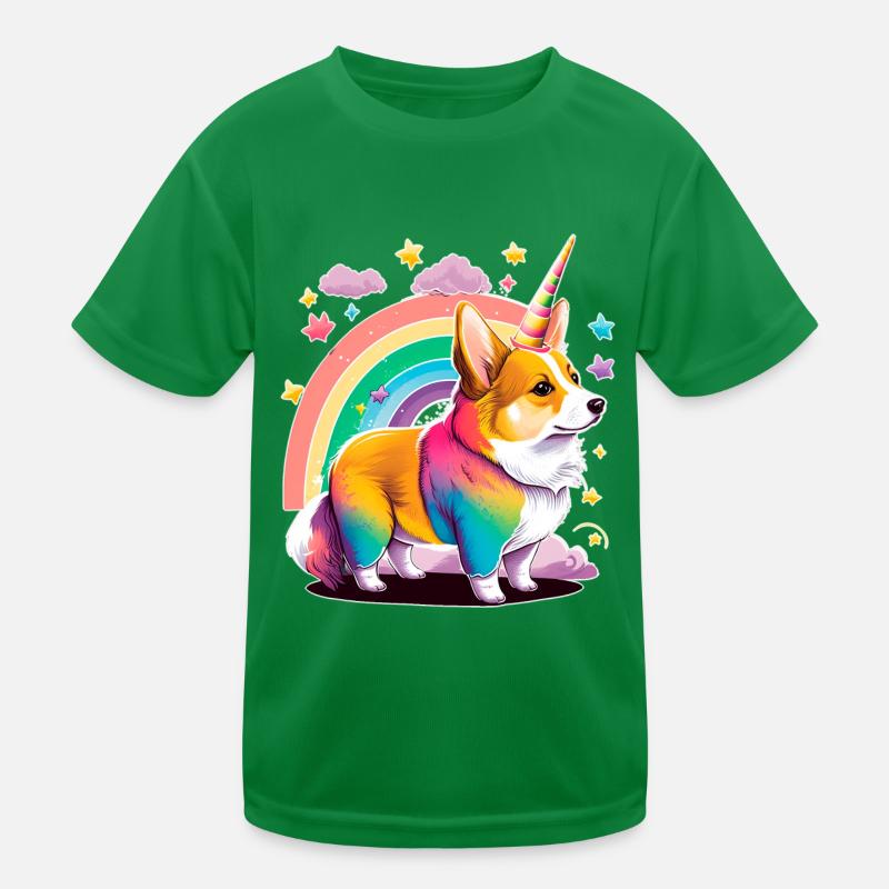 Einhorn Corgi Kinder Funktions-T-Shirt
