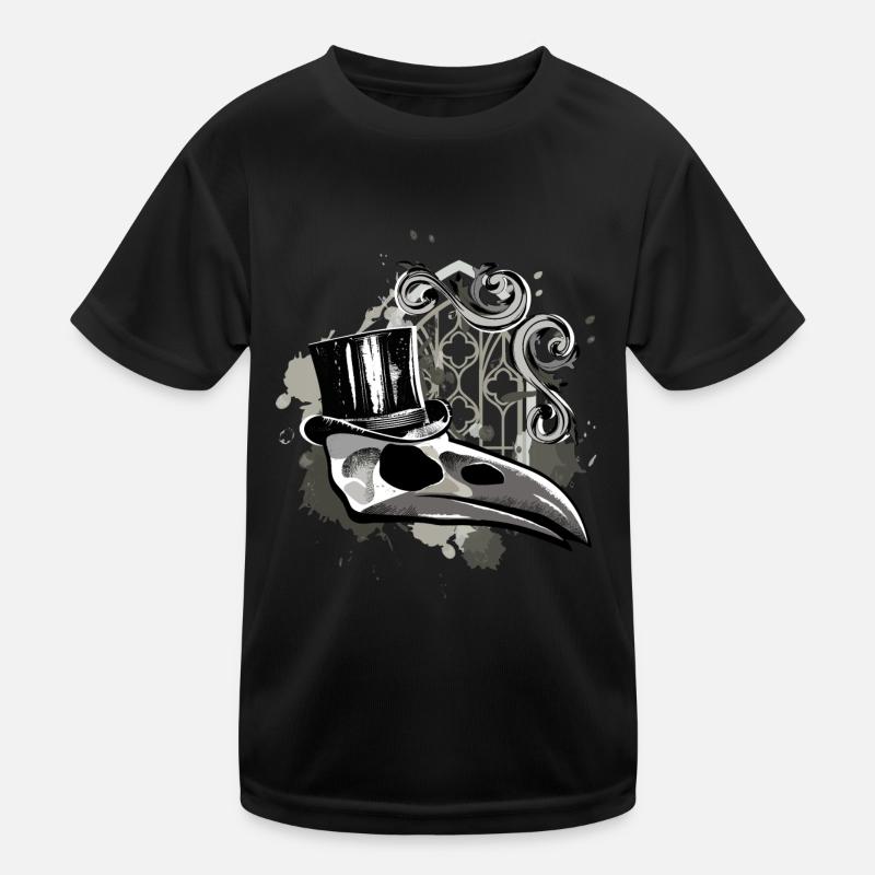 Raven skeleton skull Kids Functional T-Shirt
