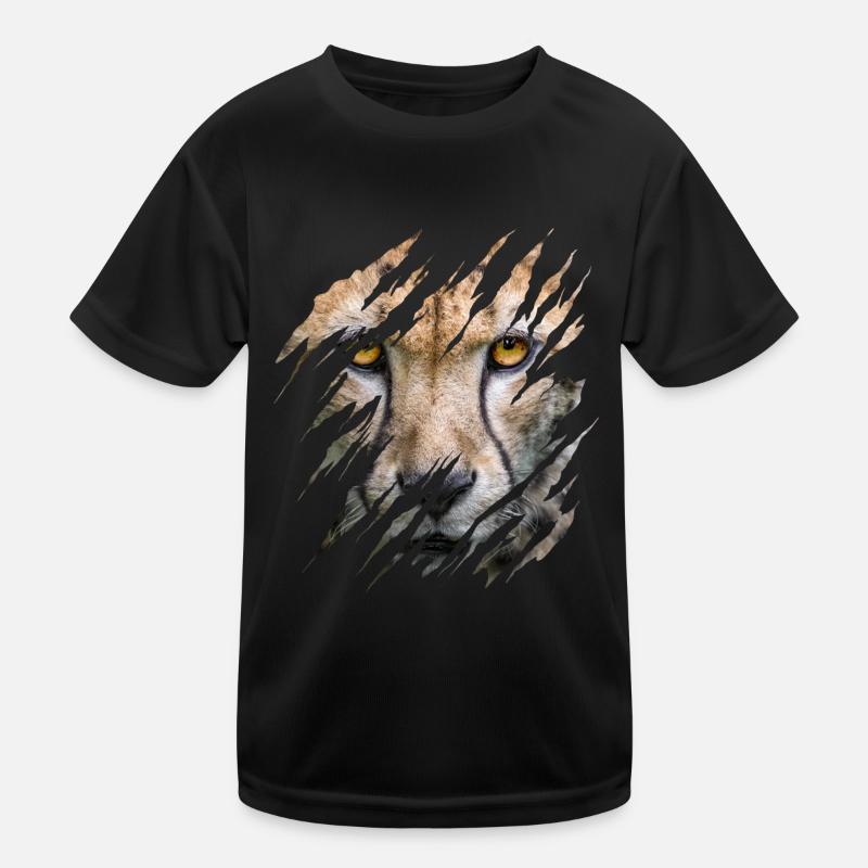 Guépard, marques de grattage, griffes, sauvage, gros chat, animal T-shirt sport Enfant