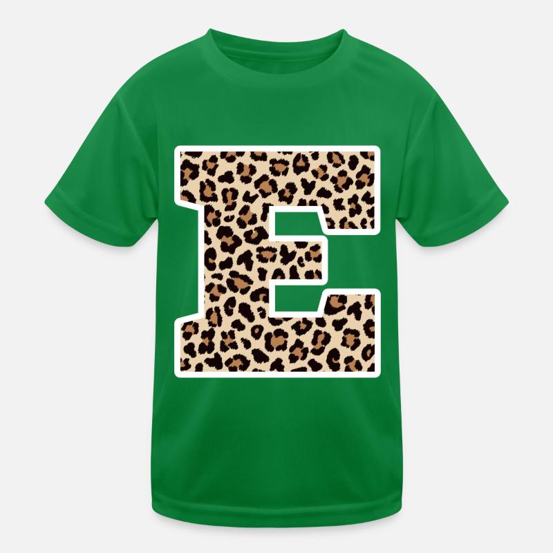 Buchstabe E Leopardenmuster - Geschenkidee zum Geburtstag Kinder Funktions-T-Shirt
