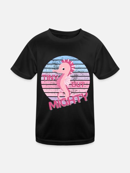 Seepferdchen - Kinder Funktions-T-Shirt - Schwarz - Vorne