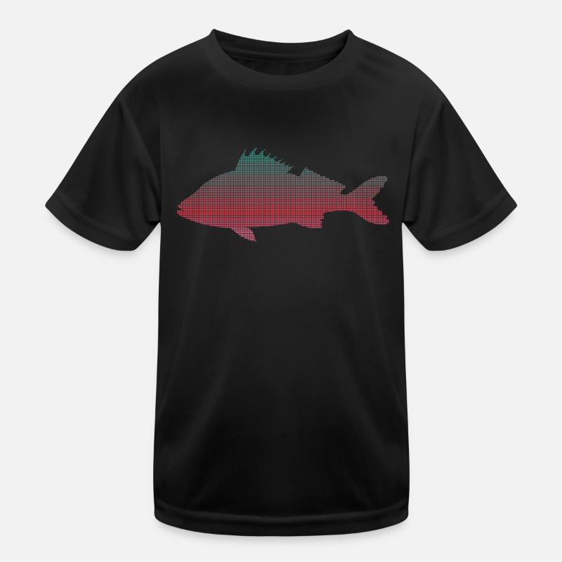Perch Angler Design Pêche à la perche pixellisée T-shirt sport Enfant