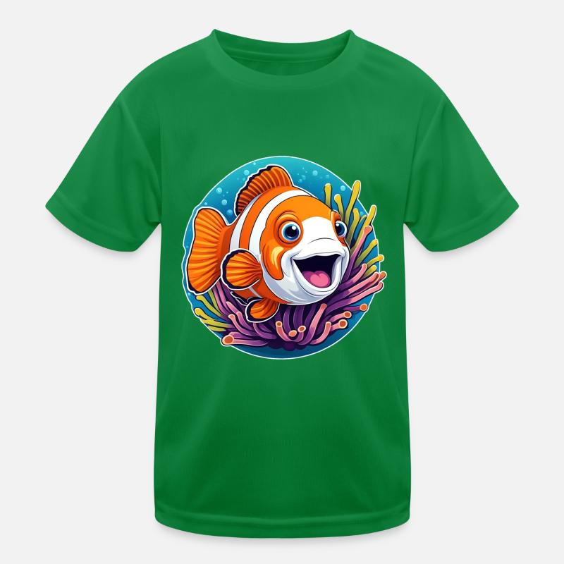 lachender Clownfisch und Seeanemone Kinder Funktions-T-Shirt