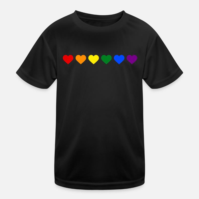 Regenbogenherzen - Kinder Funktions-T-Shirt - Schwarz