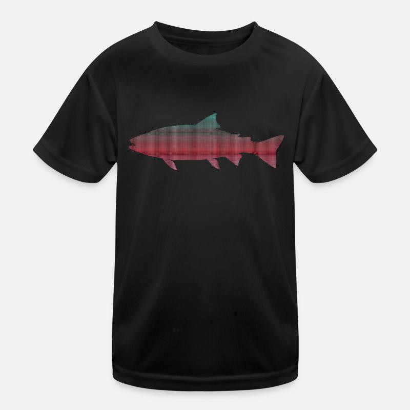 Pêche à la truite Pêcheur pixelisé Truite T-shirt sport Enfant