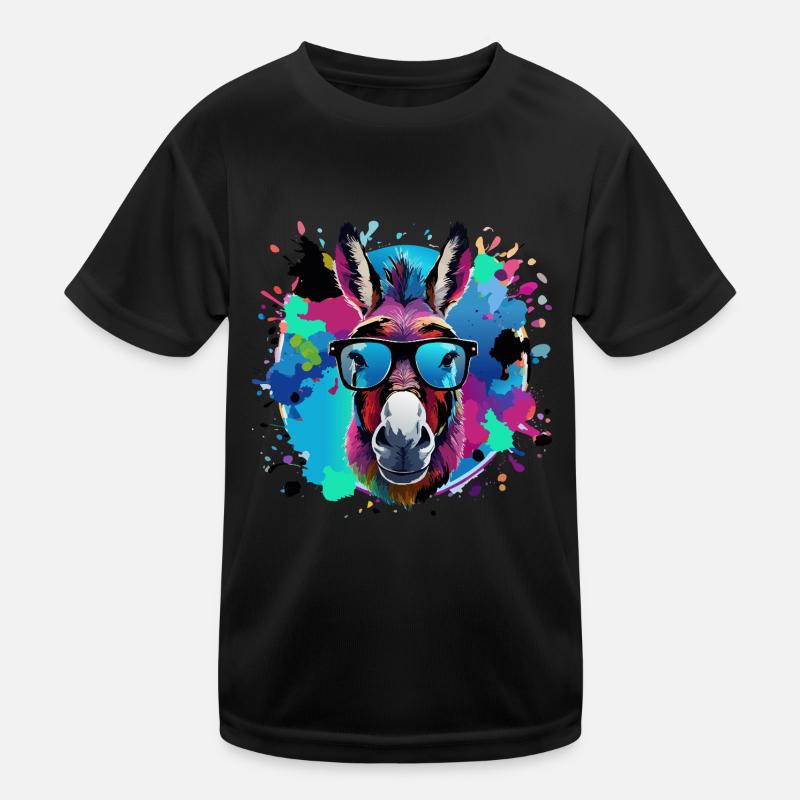 Esel,graffiti ,malerei , bunt,Nerd Kinder Funktions-T-Shirt