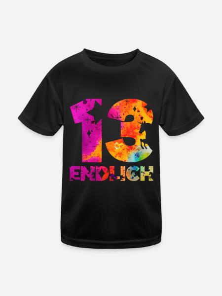 ENDLICH 13 EINHORN 13. GEBURTSTAG - Kinder Funktions-T-Shirt - Schwarz