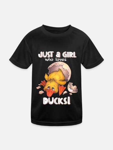 Just a girl who loves ducks - niedliche Ente im Ei - Kinder Funktions-T-Shirt - Schwarz - Vorne