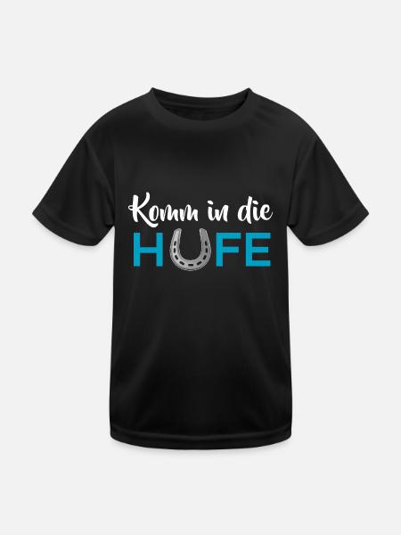 Komm in die Hufe - Kinder Funktions-T-Shirt - Schwarz - Vorne