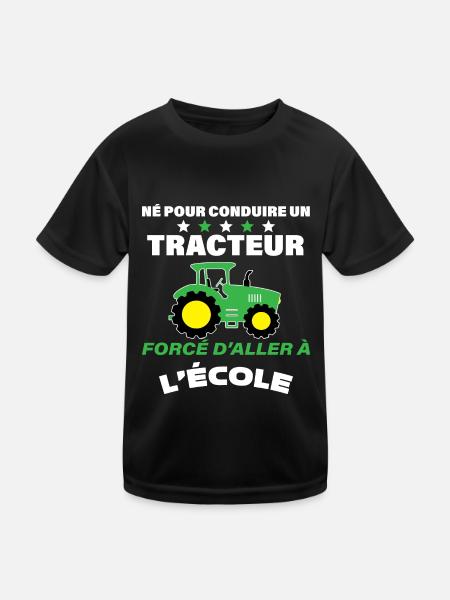Le Tracteur De Mon Fils Humour Pour Garçon - T-shirt sport Enfant - noir - Devant