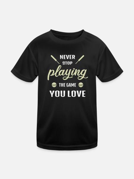 Never stop playing the game cricket gift - Kids Functional T-Shirt - black - Front