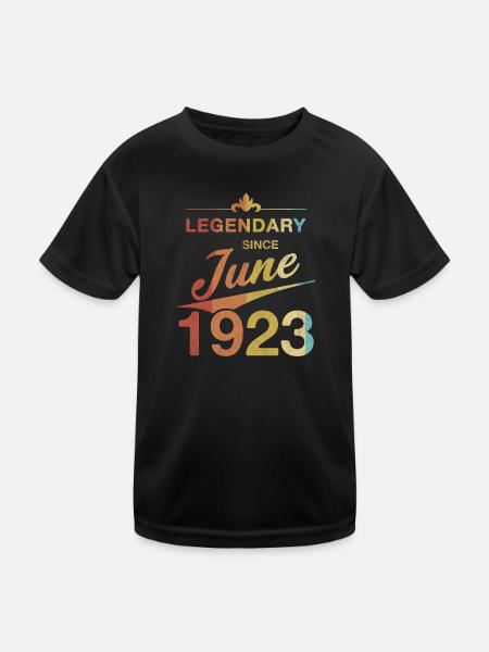 100. Geburtstag Legendär Juni 1923 Jahrgang 23 - Kinder Funktions-T-Shirt - Schwarz - Vorne
