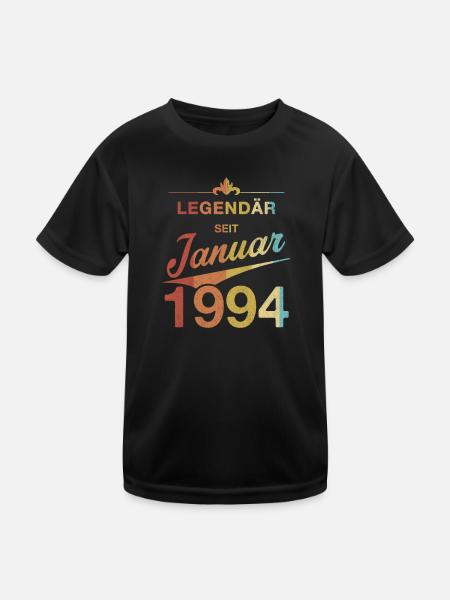 30. Geburtstag Legendär Januar 1994 Jahrgang 94 - Kinder Funktions-T-Shirt - Schwarz - Vorne