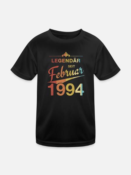 30. Geburtstag Legendär Februar 1994 Jahrgang 94 - Kinder Funktions-T-Shirt - Schwarz - Vorne