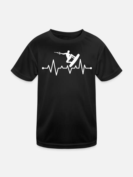 wakeboarden herzschlag wakeboard wakeboarder - T-shirt sport Enfant - noir - Devant