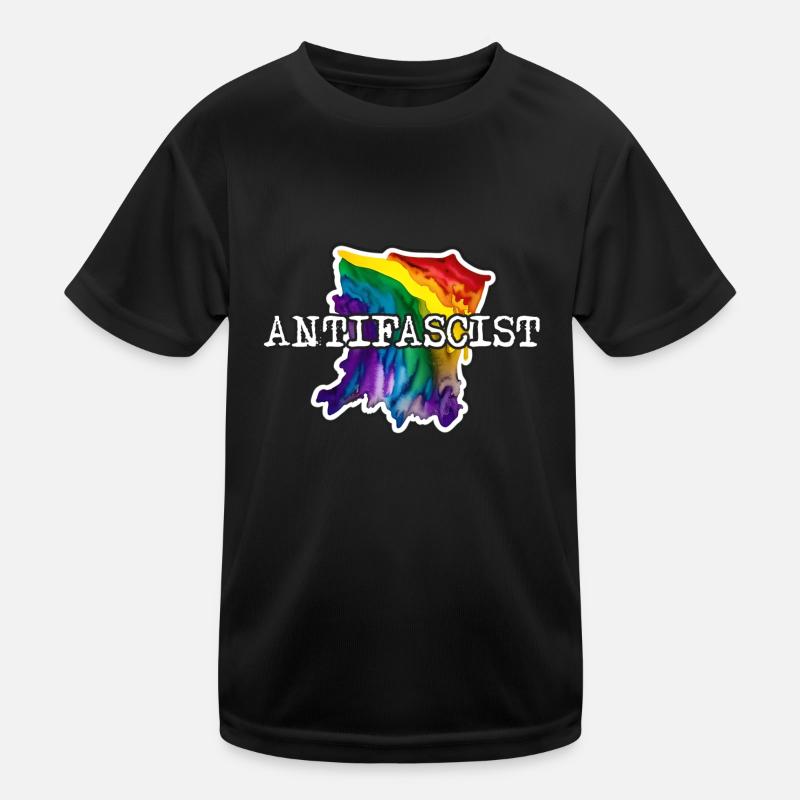 Rainbow Antifascist antifa Kids Functional T-Shirt