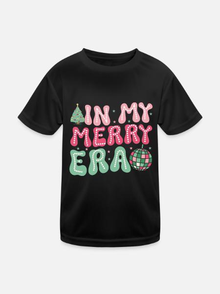 Weihnachten Xmas Spruch Winter In My Merry Era - Kinder Funktions-T-Shirt - Schwarz - Vorne