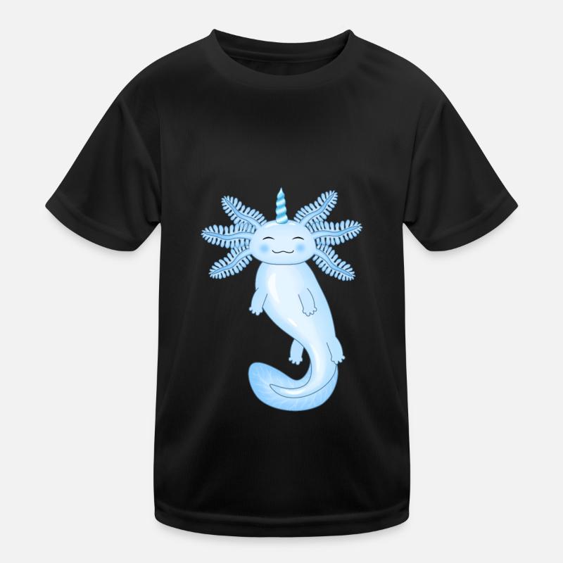 Blauer Axolotl Kinder Funktions-T-Shirt