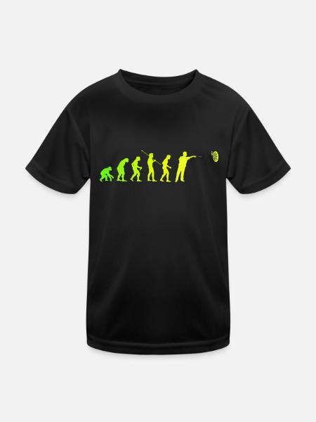 Darts Evolution Dartspieler Darten Dart Geschenk - Kinder Funktions-T-Shirt - Schwarz - Vorne