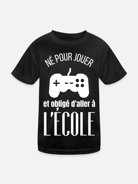 né pour aller à l école et obligé daller à l école - T-shirt sport Enfant - noir - Devant