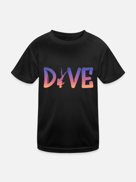 Dive, Diver, Scuba Diving - Kinder Funktions-T-Shirt - Schwarz - Vorne
