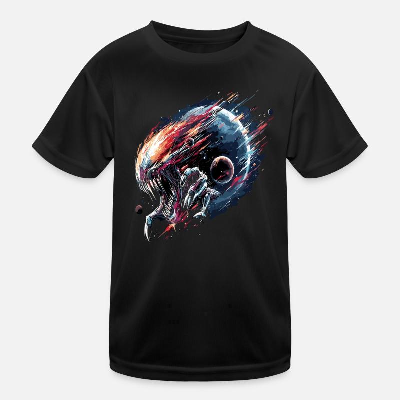 Alien Creature Planet Sci-Fi - Kinder Funktions-T-Shirt - Schwarz