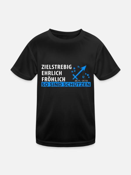 Sternzeichen Schütze - Eigenschaften - Kinder Funktions-T-Shirt - Schwarz - Vorne