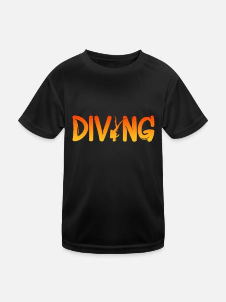 Tauchen Diving - Kinder Funktions-T-Shirt - Schwarz - Vorne