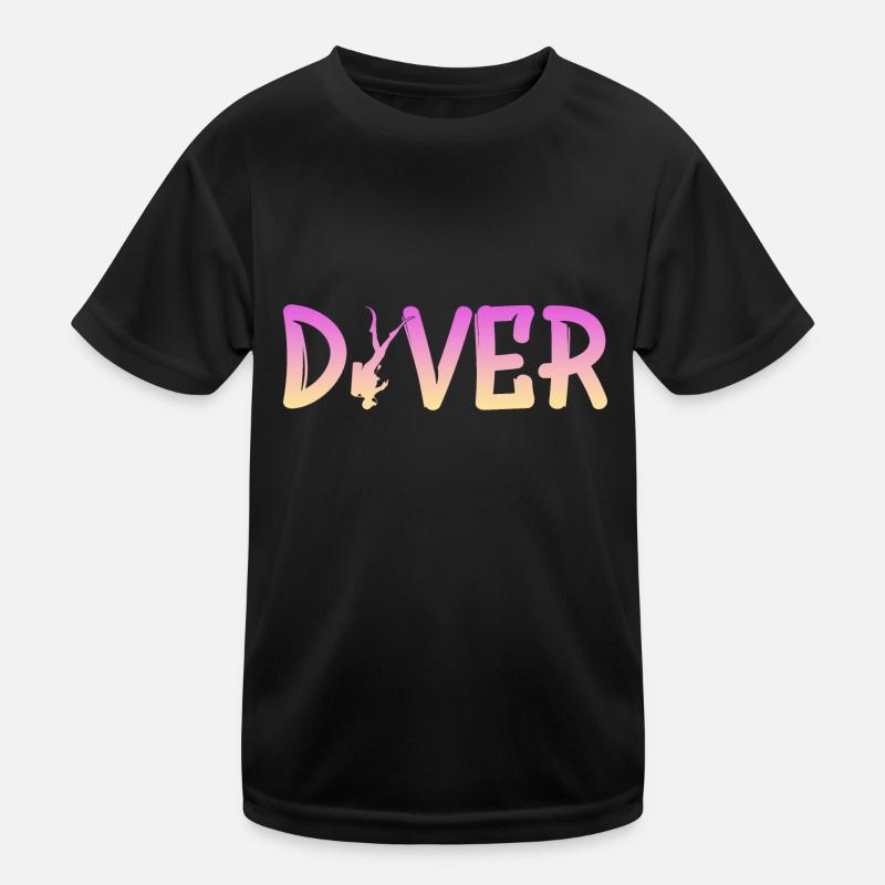 Tauchen - Kinder Funktions-T-Shirt - Schwarz
