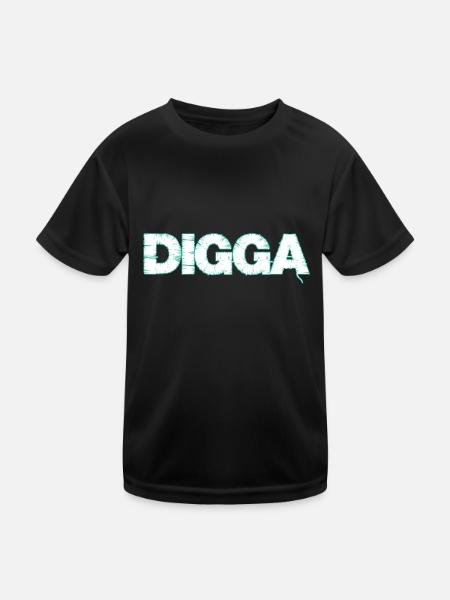 Digga - Kinder Funktions-T-Shirt - Schwarz - Vorne